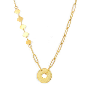 Collier d'accessoires annulaire en acier inoxydable plaqué or 18 carats