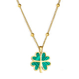 Four Green Hearts Composed of a Leaf-shaped Accessory Necklace