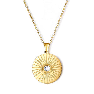 Exquisite 18k Gold Plated Rising Sun Zircon Necklace