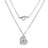 Collier à Double Chaîne à Motif d'Amour Maternel en Forme de Coeur