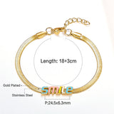 Pulsera accesoria con letras coloridas y sonrisa de acero inoxidable