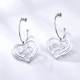 Pendientes de amor maternal huecos en forma de corazón de acero inoxidable de moda