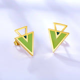 Big and Small Triangle Light Green Extremely Simple Stud Earrings