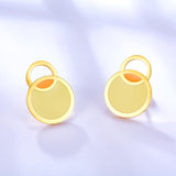 Big and Small Round Yellow Extremely Simple Stud Earrings