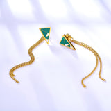 Fashion Geometric Dark Green Pattern With Chain Stud Earrings