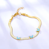 Accesorio Pulsera Acero 3 Mariposas Celestes