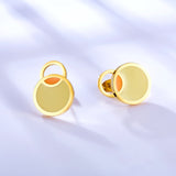 Big and Small Round Yellow Extremely Simple Stud Earrings