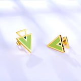 Big and Small Triangle Light Green Extremely Simple Stud Earrings