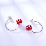 Fashion Stainless Steel Red Eyes Earrings