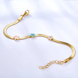 Stainless Steel 3 Multi - color Flowers Accessories Bracelet