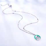 Stainless Steel Green Mother and Baby Hollow Accessories Necklace