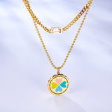 Round Colourful Heart-shaped Pattern Double Necklace