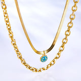 Fashion Round Blue Smiley Face Pattern Double Necklace