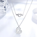 Heart-shaped Motherly Love Pattern Double Chain Necklace