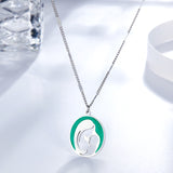 Stainless Steel Green Mother and Baby Hollow Accessories Necklace