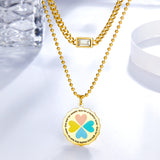 Round Colourful Heart-shaped Pattern Double Necklace