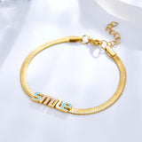 Pulsera accesoria con letras coloridas y sonrisa de acero inoxidable