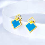 Big and Small Rhombus Blue Extremely Simple Stud Earrings