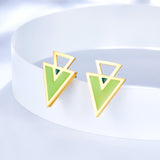 Big and Small Triangle Light Green Extremely Simple Stud Earrings