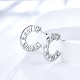 Fashion Stainless Steel Hollow SUPER MAMA Earrings