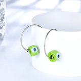 Fashion Stainless Steel Green Eyes Earrings