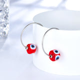 Fashion Stainless Steel Red Eyes Earrings