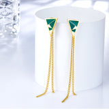 Fashion Geometric Dark Green Pattern With Chain Stud Earrings