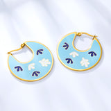 2022 Fashion Leaves Irregular Lake Blue Drop Oil Earrings