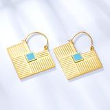 2022 Fashion Square Lake Blue Drop Oil Earrings