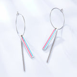 Fashion Rectangular Mixed Color With Chain Earrings