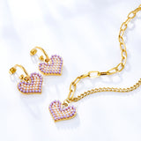 Conjunto de joyería en forma de corazón de perlas blancas de mezcla morada