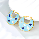 2022 Fashion Leaves Irregular Lake Blue Drop Oil Earrings