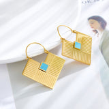 2022 Fashion Square Lake Blue Drop Oil Earrings