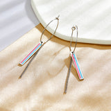 Fashion Rectangular Mixed Color With Chain Earrings