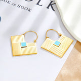 2022 Fashion Square Lake Blue Drop Oil Earrings