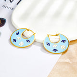 2022 Fashion Leaves Irregular Lake Blue Drop Oil Earrings