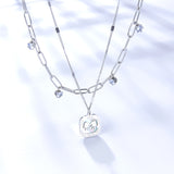 Double Palm White Shell Accessories + Chain With 4 Drill Double Chain Necklace