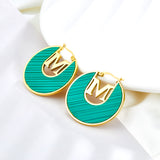 Fashion M-word Irregular Green Drop Oil Earrings