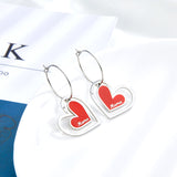 Big And Small Heart-shaped Mama Red Drop Oil Earrings