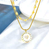 Heart-shaped Round Accessories With White Shell+Heart-shaped Chain Double Chain