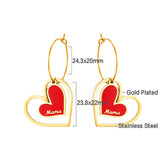 Big And Small Heart-shaped Mama Red Drop Oil Earrings