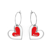 Big And Small Heart-shaped Mama Red Drop Oil Earrings