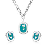 Fashion Carnation Dark Green Drop Oil Jewelry Set