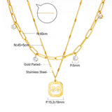 Double Palm White Shell Accessories + Chain With 4 Drill Double Chain Necklace