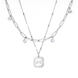 Double Palm White Shell Accessories + Chain With 4 Drill Double Chain Necklace