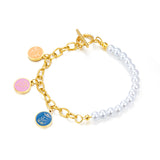 Three Mixed Color Round Accessories Half Pearl Soft Bracelet