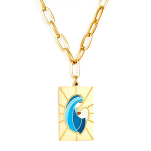 Rectangular Accessory With Mixed Color Mother and Baby Necklace