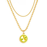 Lemon Slice Mixed Color+Chain Double Chain Necklace