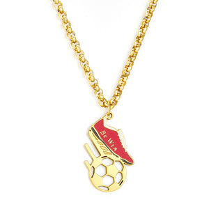 Fashion Red Sneakers + Football Accessories Necklace