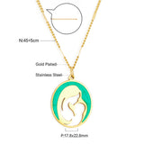 Stainless Steel Fashion Green Mother and Baby Accessory Necklace